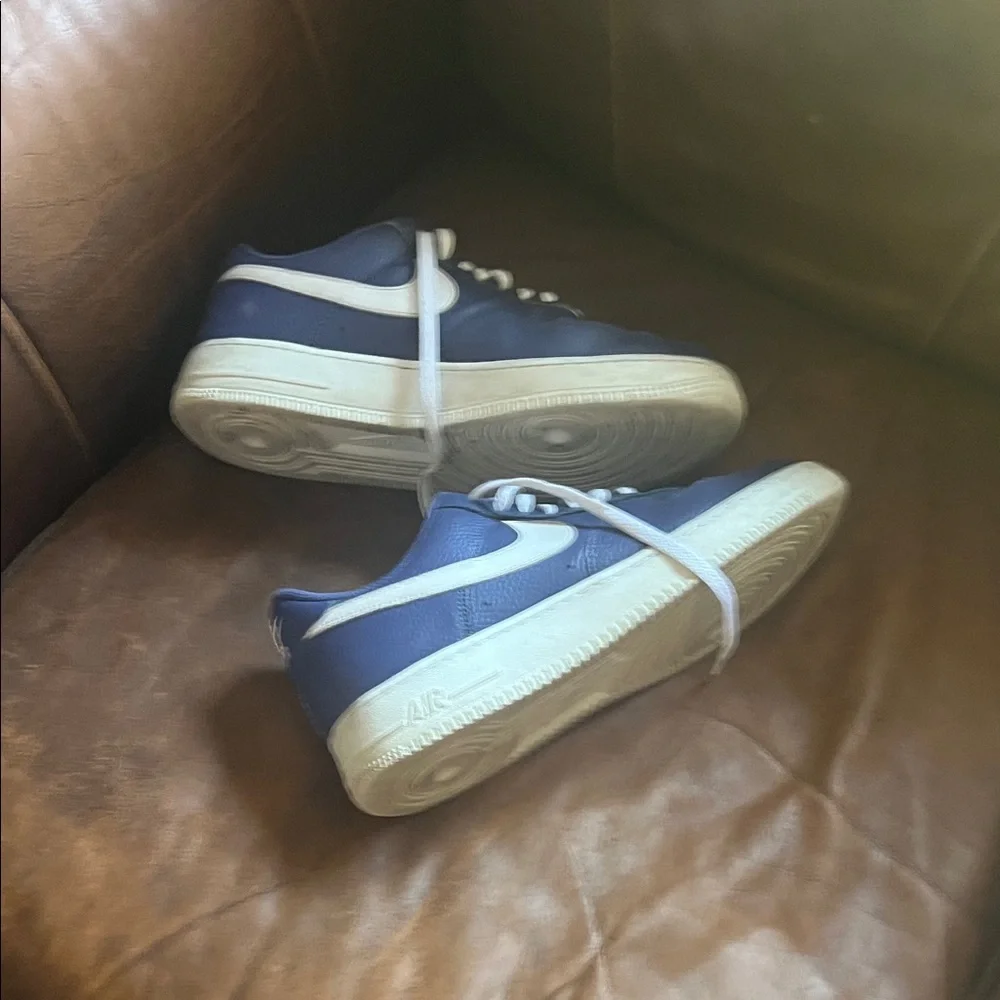 Nike Navy and White Air Force 1 Sneakers